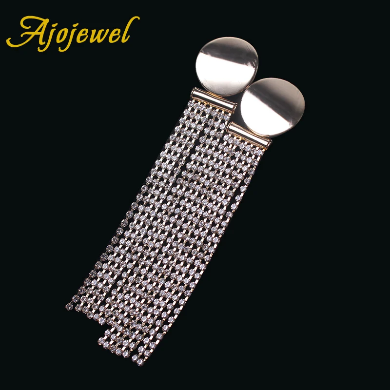 

Ajojewel Europe Fashion Rhinestone Chain Tassel Long Women Party Earrings Jewel