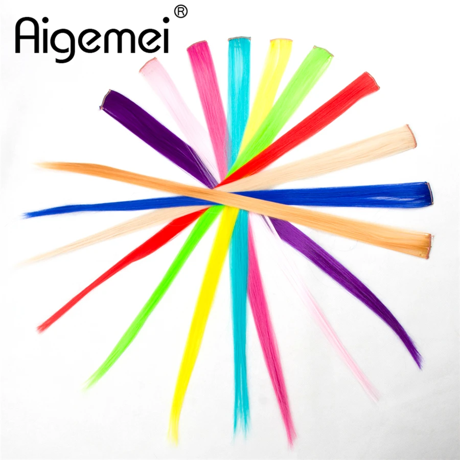 AIGEMEI для волос, 1 шт., 20 дюймов, 50 см, длинные, шелковистые, прямые, синтетические, на одной заколке, для наращивания волос