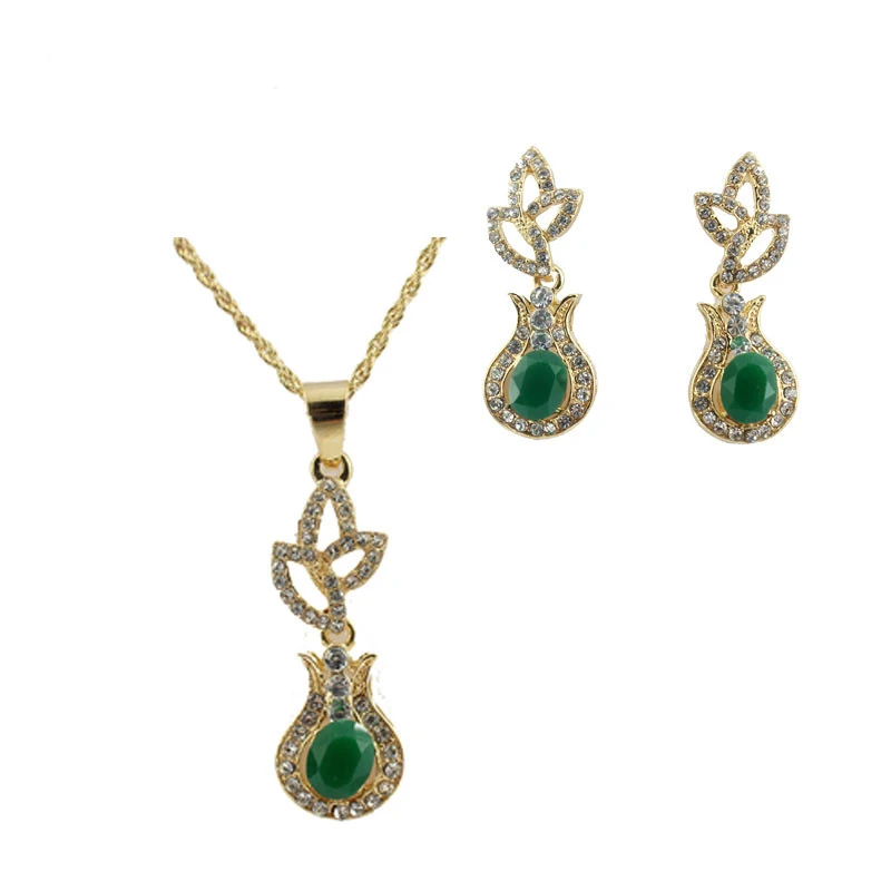 Jewelry Earrings And Necklace For Women Flower Pattern Green Resin Nigerian Wedding African Beads Set Wholesale | Украшения и
