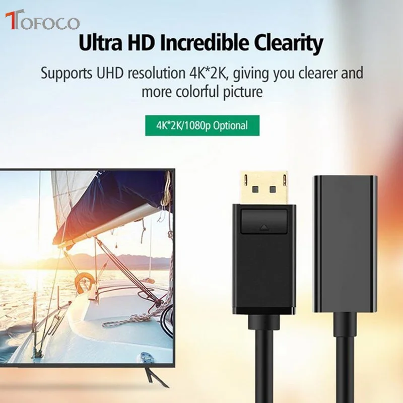 Переходник DP Displayport папа-HDMI Мама для Apple Samsung HP DELL ПК ноутбука 2017 лидер продаж TOFOCO |