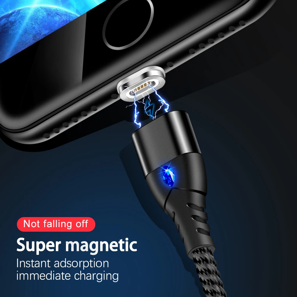Магнитный USB кабель Marjay 3A для быстрой зарядки Micro Samsung S7 Xiaomi Redmi Note 5 Huawei HTC Шнур