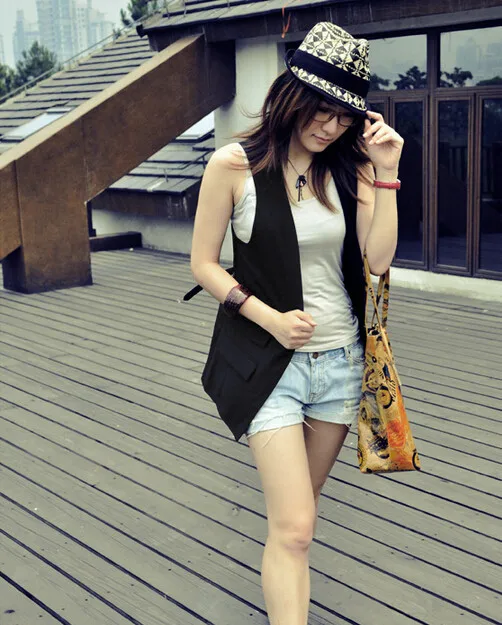 Женский черный жилет без рукавов | Женская одежда