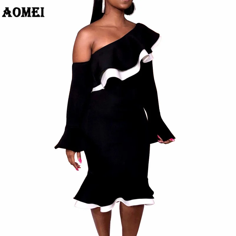 Женские облегающие платья на одно плечо вечерние с оборками средневековые