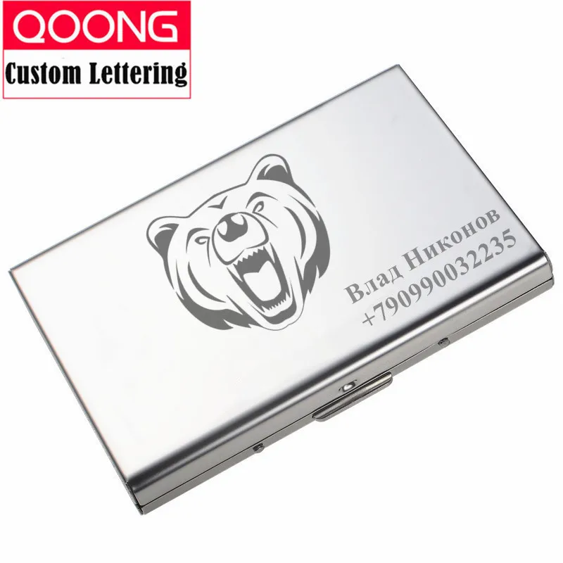 Кошелек для кредитных карт QOONG, из нержавеющей стали, с RFID-блокировкой, для мужчин и женщин, металлический корпус для карт