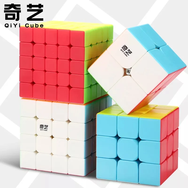 4pcs stickerless Qiyi 2x2 3x3 4x4 5x5 магический куб QidiS WarriorW Cubo QiyuanS QizhengS скоростные кубики 4 шт. набор подарок ко дню рождения развивающая игрушка - Цвет: 4pcs stickerless