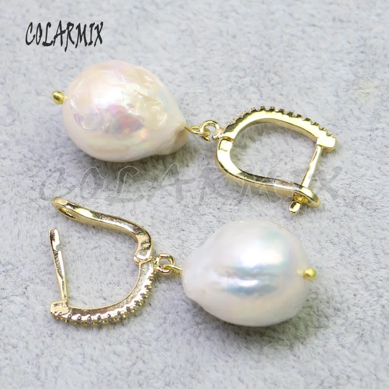 Серьги с натуральным жемчугом серьги крючками модные подарок для леди