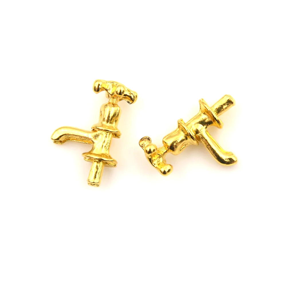 

2Pcs/lot 1:12 Miniature Metal Water Tap Faucet Doll house Miniature Faucet 1:12 Scale Dollhouse Bathroom Accessories