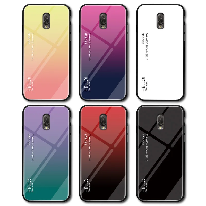 Роскошный чехол для samsung galaxy C8 с градиентом жесткое закаленное стекло