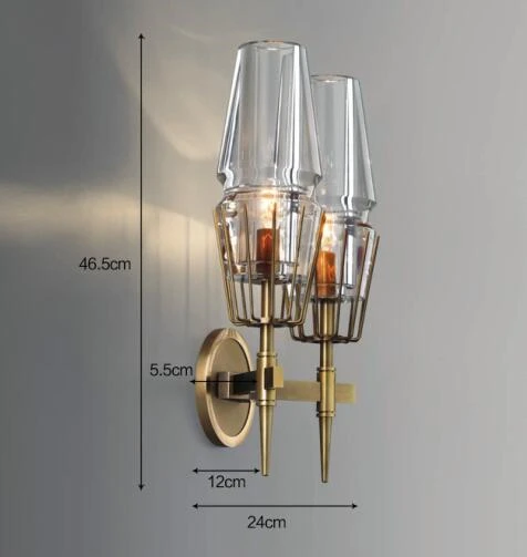 2 light wall lamp Американский RH Ретро светодиодный настенный светильник Лофт настенный светильник Lustres Luminarias осветительные приборы для спальни стеклянный медный настенный светильник - Цвет абажура: 2 light wall lamp