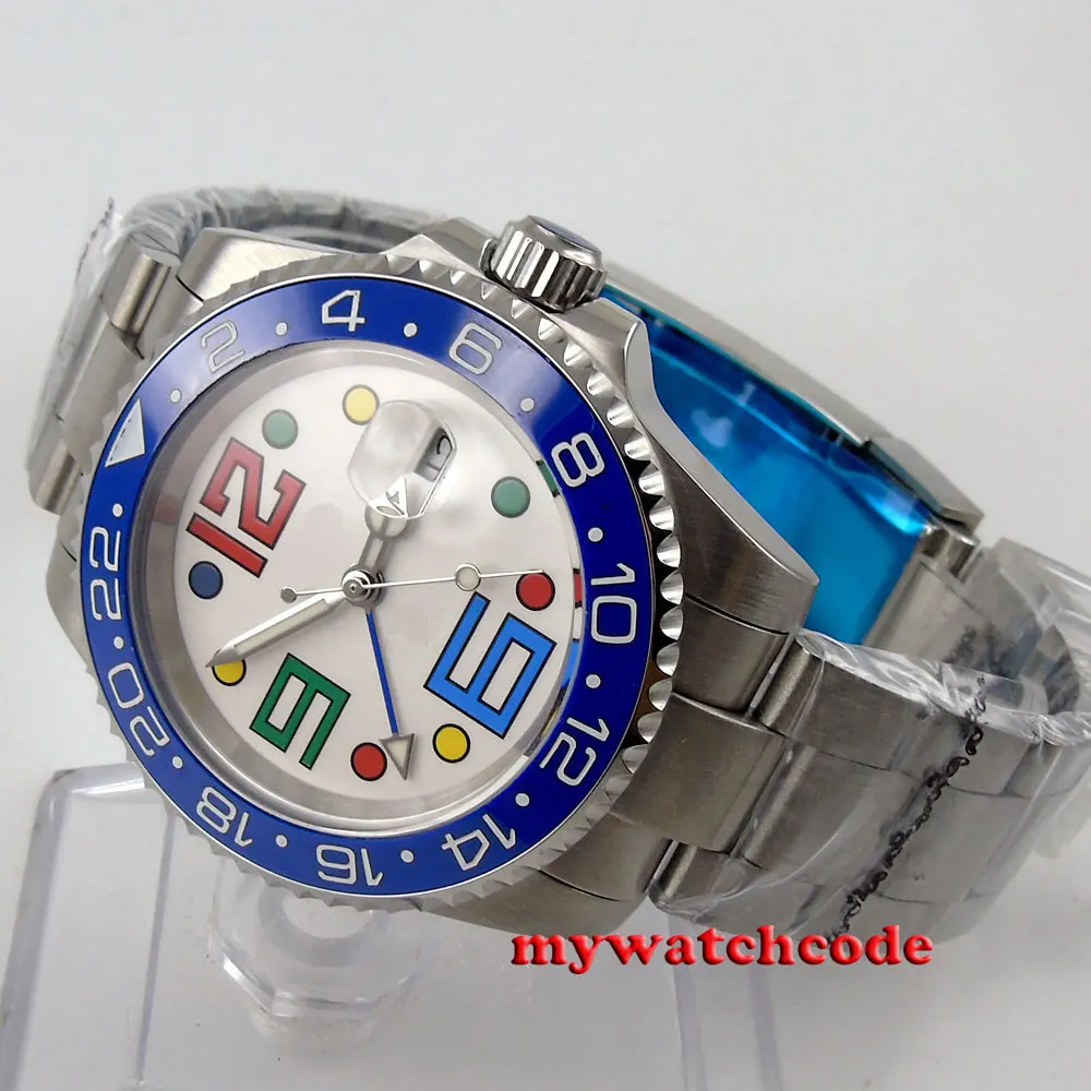 

40mm bliger white dial GMT ceramic bezel automatic movement unsex mens watch B51