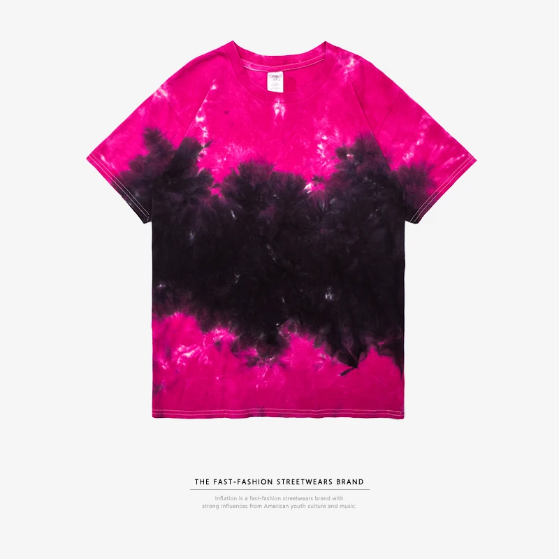 Инфляции 2018 новые летние Мода o образным вырезом Tie dye футболка человек пары