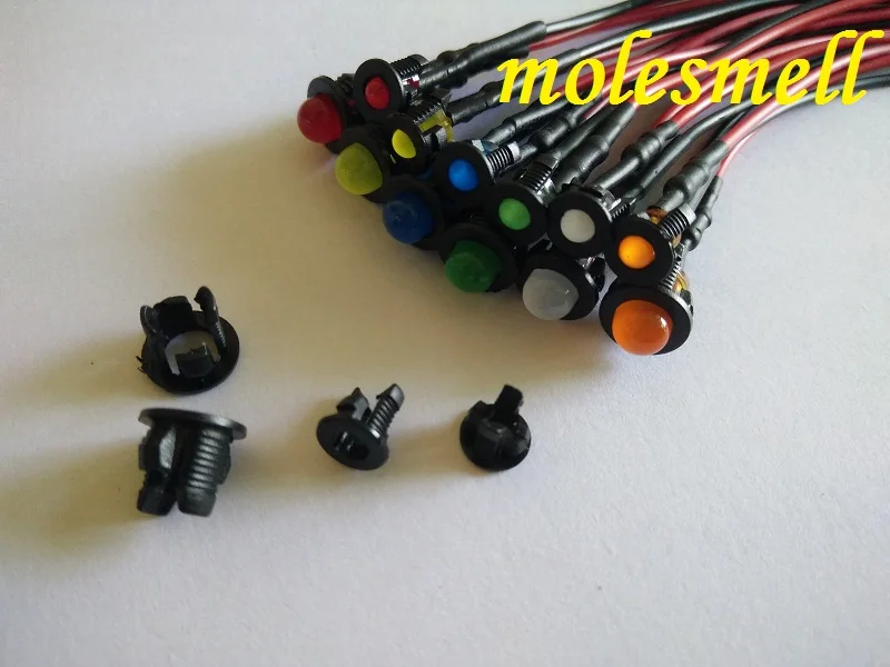 

5pcs 3mm/5mm 24V DC Pre-Wired diffused LED + Plastic Bezel Holder Light red yellow blue green white orange warm white diffused