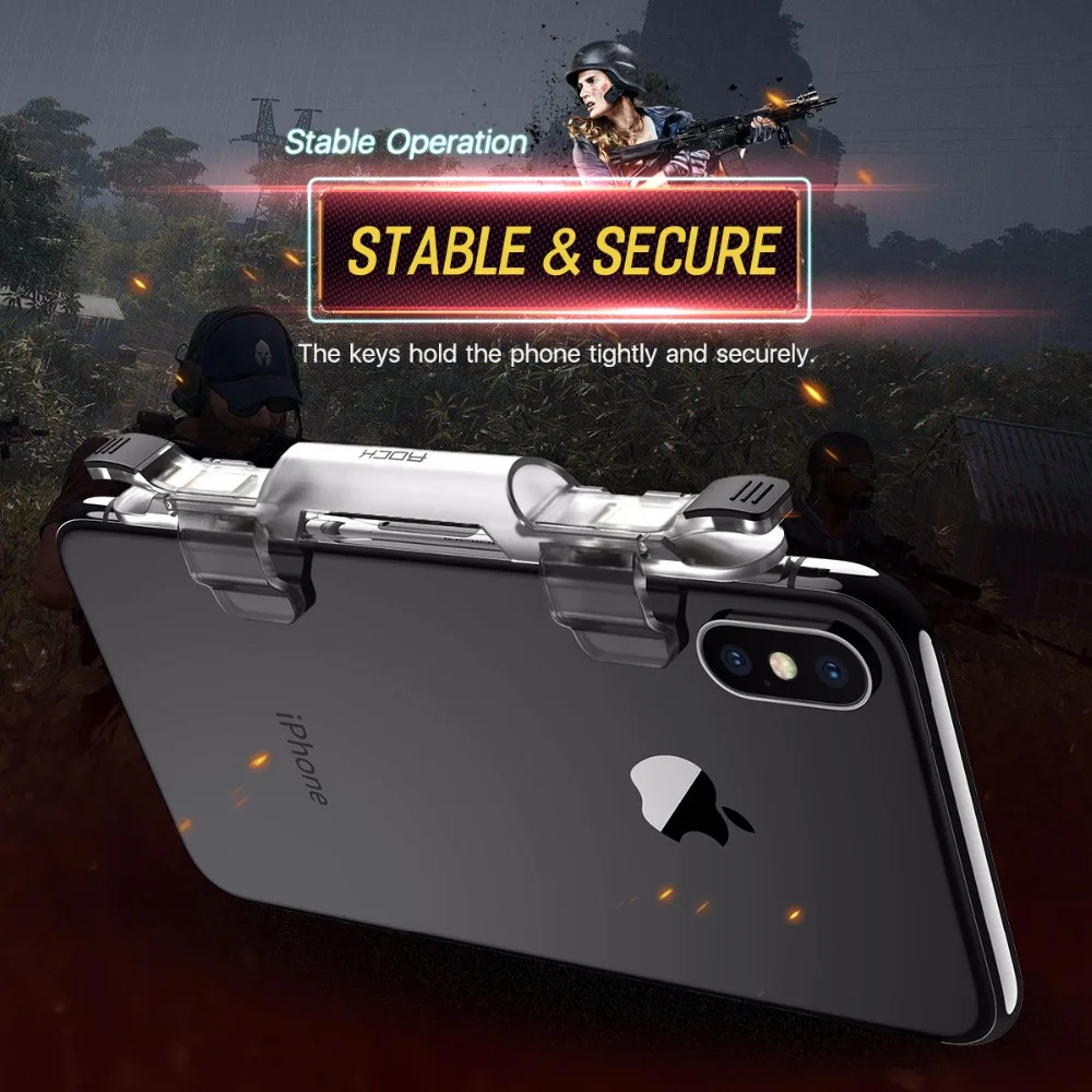 Игровой триггер для мобильного телефона ROCK для PUBG, джойстик, кнопка огня, Aim L1 R1, ключ L1R1, контроллер шутера для мобильных телефонов, игры на Android