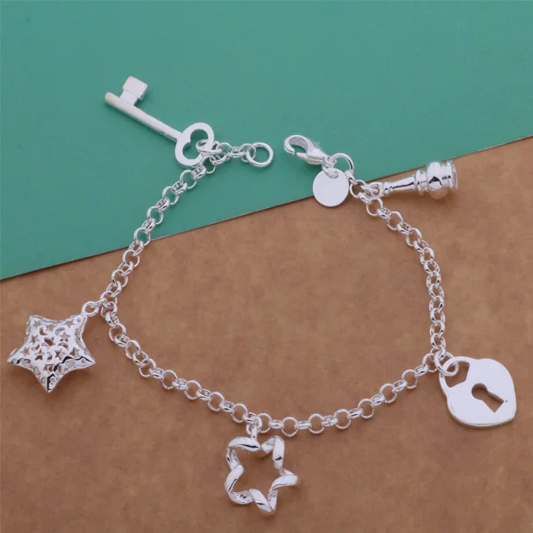 AH050 серебряный цвет оптовая продажа браслет Стерлинговое Серебро модные