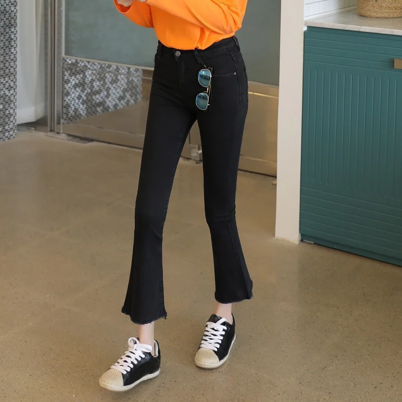 Женские винтажные джинсы с низкой талией эластичные расклешенные в стиле ретро