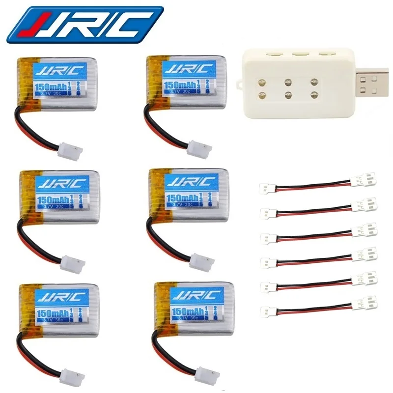 JJRC H36 (6 в 1) USB зарядное устройство наборы 3 7 V 150mAh 30c для E010 E011 E012 E013 F36 RC Quadcopter