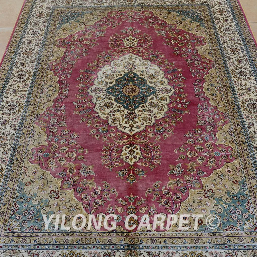 Традиционный коврик Yilong 4 'x 6' розовый выгодный Шелковый из кашмирского шелка