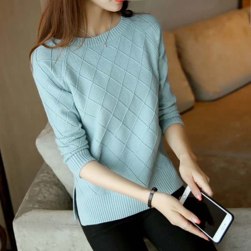 spring autumn of 2018 new women's long sleeved winter Pullover female loose knit short shirt coat blouse | Женская одежда