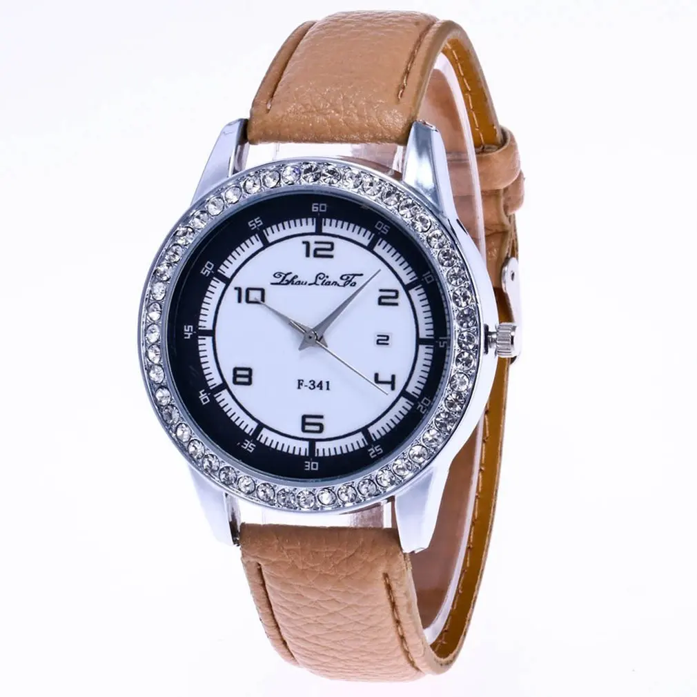 Модные женские кварцевые часы с узором из страз кожаный ремешок для часов легко