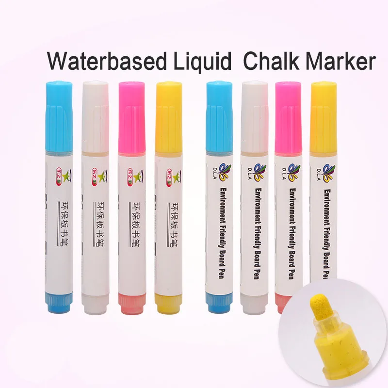 Flashcolor, 4 шт./лот, Экологичная многоразовая, беспылевая, жидкая, не пылевая, маркер для мела, классная доска, зеленая доска, маркер, ручка для учителя