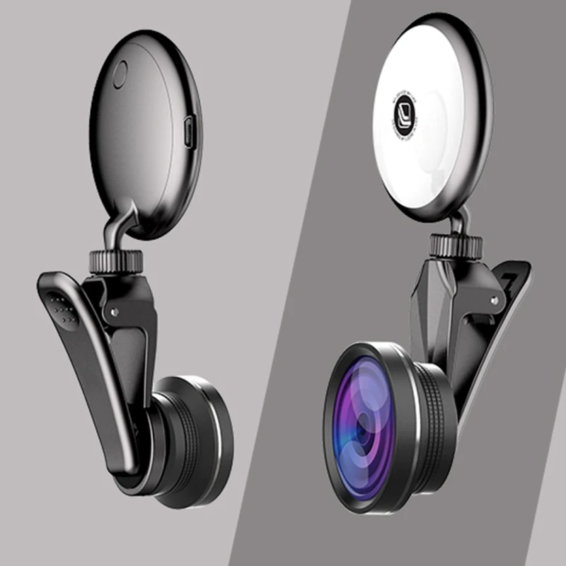 TURATA светодиодная вспышка для селфи заполняющий свет с Fisheye широкие углы макрообъектив 360 вращения для iPhone 7 для Galaxy S8 телефон объектив