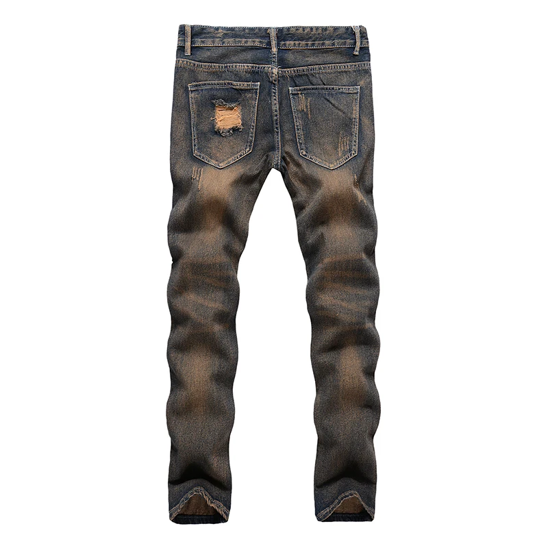 Men Jean Pencil Pants Long Trouser Overalls Street dress Washed Casual Fashion High-end Youth Hole MOOWNUC MWC Hip Hop | Мужская одежда