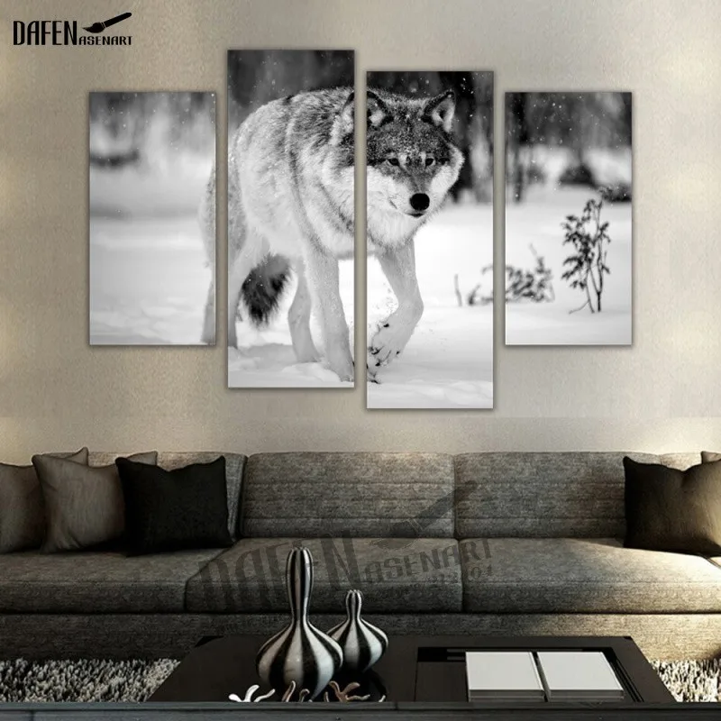 4 панели картины волк картина тигр на холсте животное для спальни гостиной
