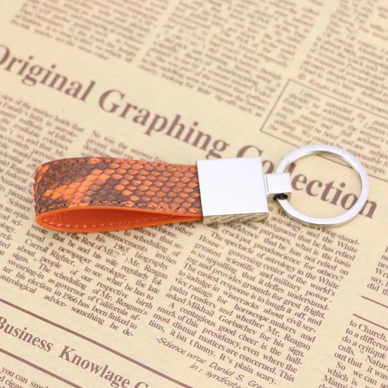Orange Роскошный брелок из натуральной кожи питона для автомобилей, брелок Doo, брелок из натуральной кожи питона - Цвет: Orange