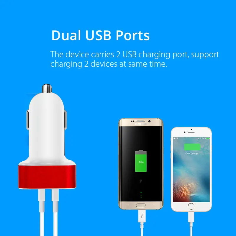 VANJEW C16 Dual USB Автомобильное зарядное устройство 3.1A выход быстрое для мобильного