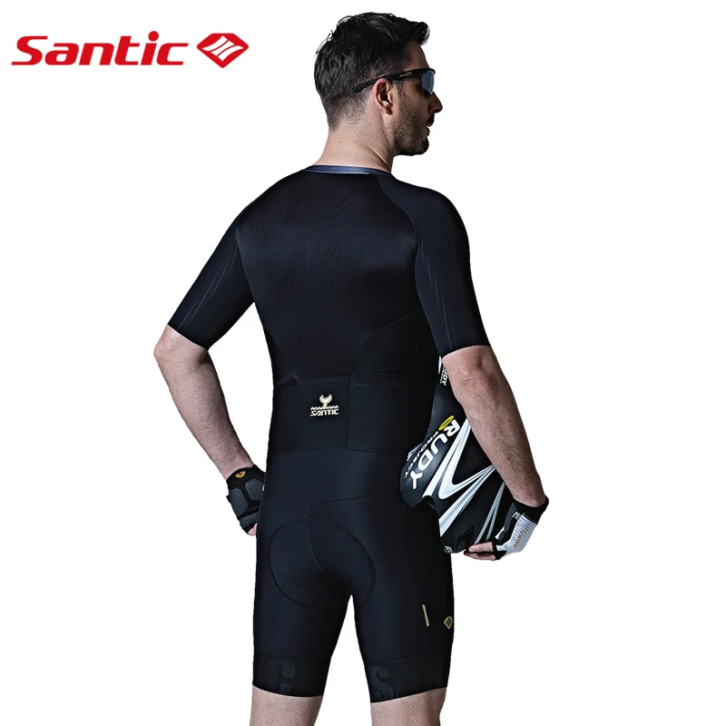 

Santic Men's Cycling Padded Jersey Sets One Piece Extreme Race Fit Jumpsuits Elastic Dry Cool Italian Fabric Cycling Suits