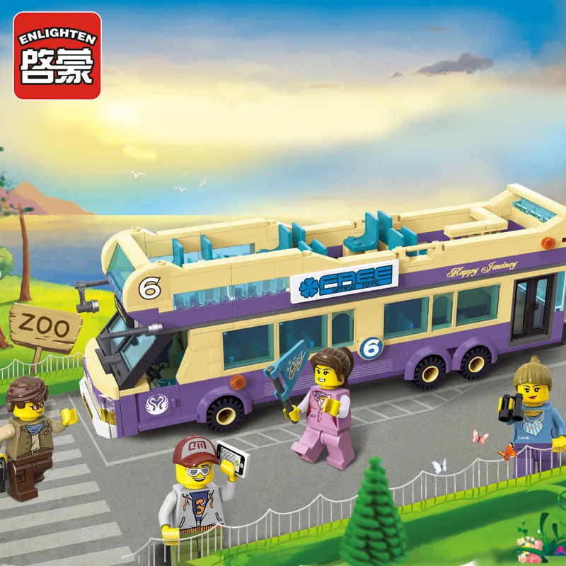 ZTENLIGHTEN 455 шт. экскурсии модель автобуса Building Block игрушки наборы для детей ABS