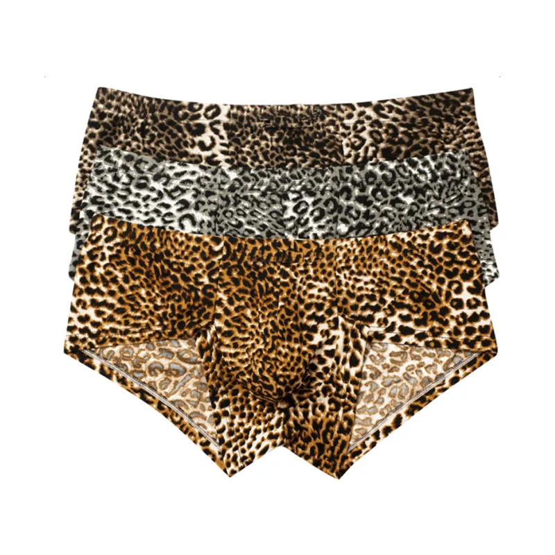 3 шт./лот сексуальные мужские трусы нижнее белье леопардовые мягкие дышащие с