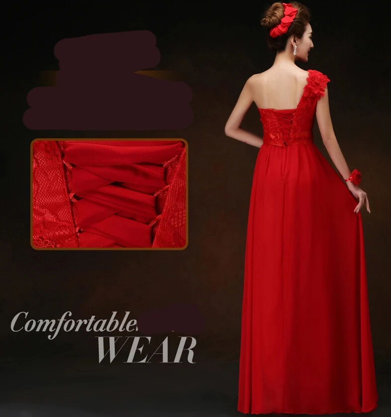Красное винтажное платье подружки невесты на одно плечо официальная Новинка 2020