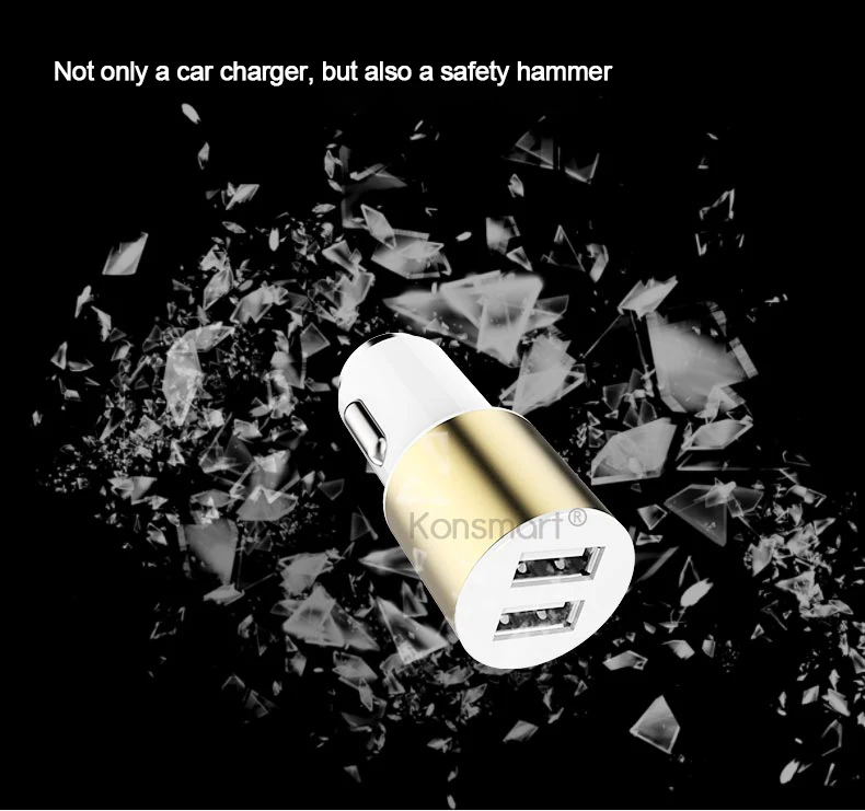 KONSMART 3.1A быстрой зарядки безопасности жизнедеятельности молоток двойной зарядное устройство USB для iPhone 6s 7 Plus samsung мобильных телефонов Планшеты PC
