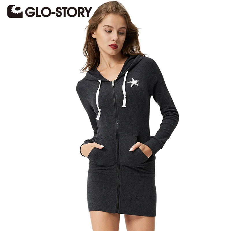 Женское платье с капюшоном осень 2018 шикарное повседневное худи длинными