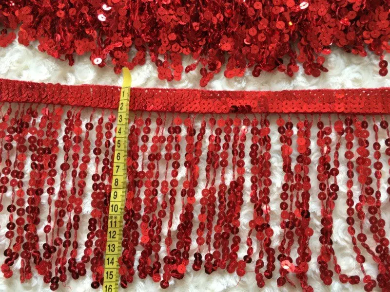 plain red 10 ярдов/партия) 6 дюймов с блестками и кисточками, бахрома, декоративная занавеска, кружевная отделка и кисточки, сделай сам, лазерное шитье, аксессуары, пэчворк - Цвет: plain red