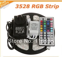 hot sale 5m 300leds 60ledsm 3528 rgb waterproof flexible led strip 44key remote 2a adapter for indoor outdoor freeshipping