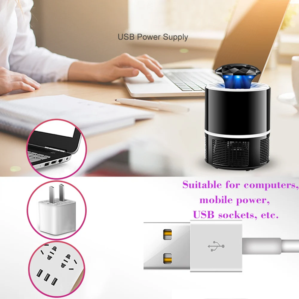 Electric Mosquito Repellents USB Killer Lamp Photocatalysis Mute Radiationless Anti Insect Trap | Дом и сад