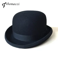 fibonacci hat black steampunk victorian formal dome hat wool felt vintage magician fedoras mad hatter president bowler hat