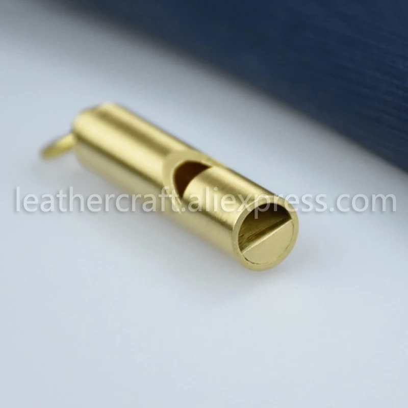 1x Pure brass polished Survival Whistle Cylindrical/ Bamboo shape Key Chain Decoration pendant Referee Whistle SOS Tool