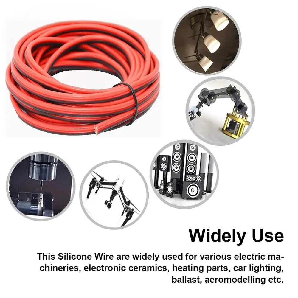 16 AWG Электрический провод с силиконовой оплеткой 2 проводника параллельная проволочная линия мягкая и гибкая 1.3mm m2 бескислородные нити луженая медная проволока