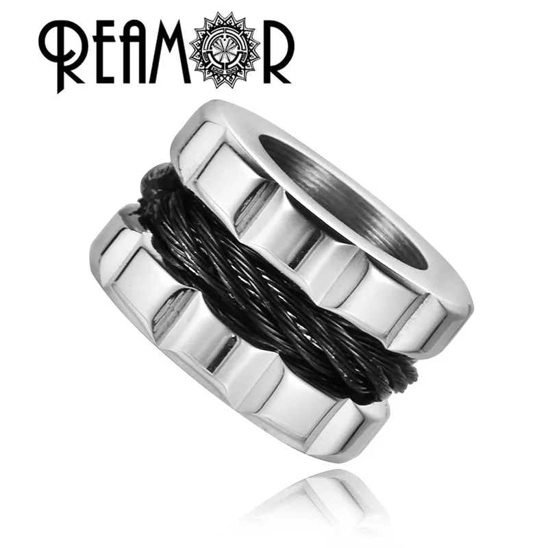 REAMOR новые металлические разделительные бусины из нержавеющей стали 316l черные стальные проволочные инкрустационные Подвески бусины для DIY браслета ювелирных изделий - Цвет: Silver