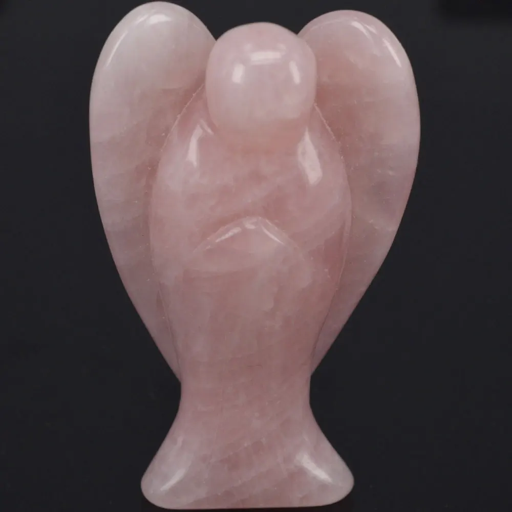3 дюйма натуральный розовый кварц драгоценный камень резьба ангел счастливые