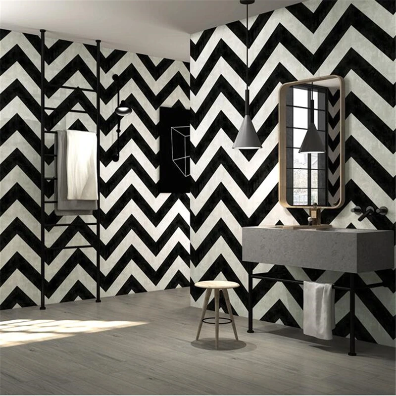 

Wellyu скандинавские черно-белые полосатые обои простые Геометрические линии магазин одежды гостиная промышленный ветер обои