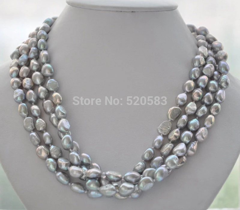 4row 20 &quot13 мм серое ожерелье из пресноводного жемчуга в стиле барокко|freshwater pearl