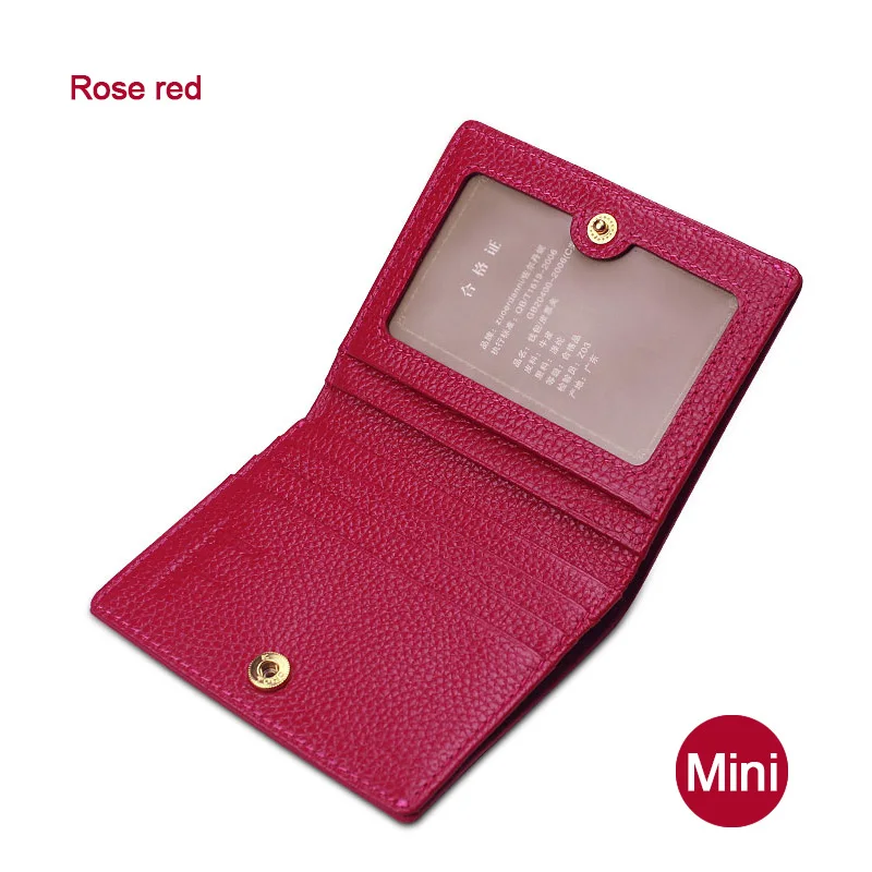 Rose red Мини-кошелек из коровьей кожи на застежке, женские Мягкие Ультратонкие кошельки, женский короткий кошелек, маленький тонкий стильный модный Высококачественный - Цвет: Rose red