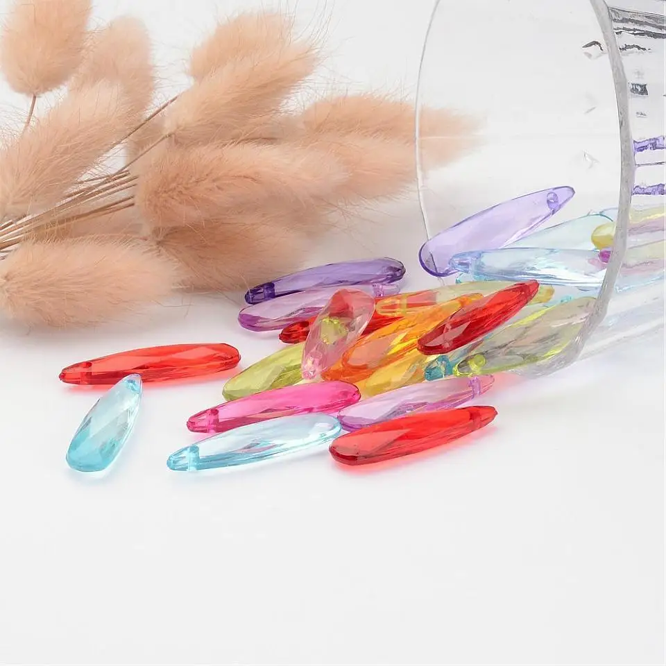 Прозрачные бусины микс акриловые кулоны с каплевидными каплями 50 шт. граненные