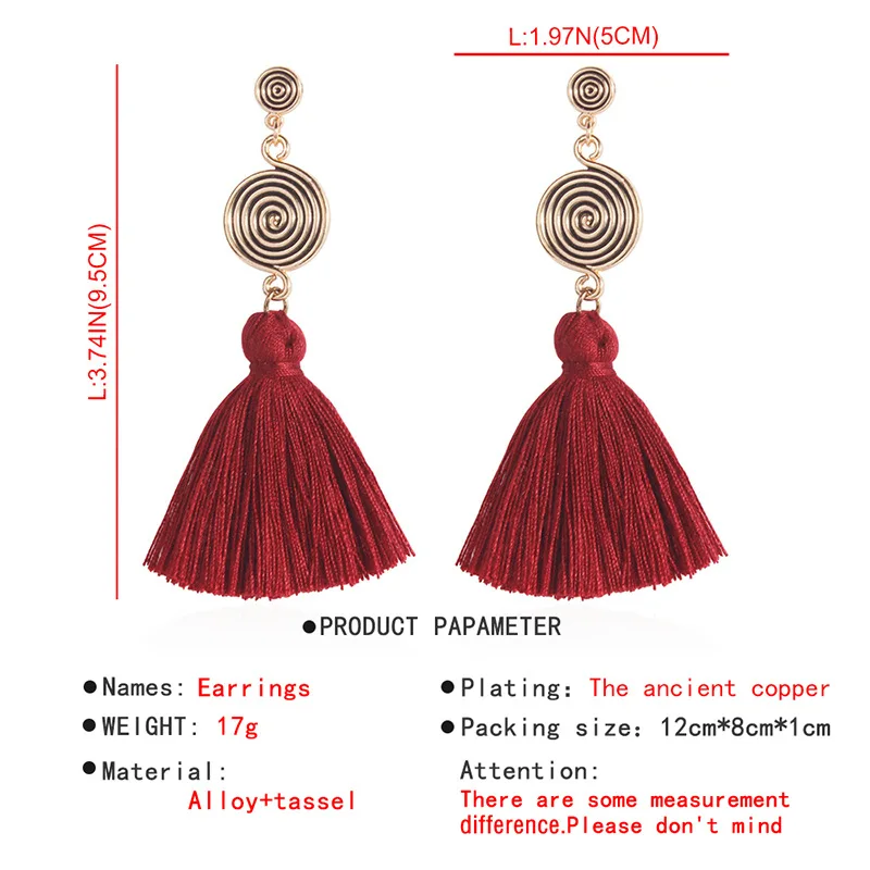 8Seasons Bohemian Style Women Round Drop Earrings Colorful Long Tassel Dangle Vintage Female Fashion Jewelry Gifts | Украшения и