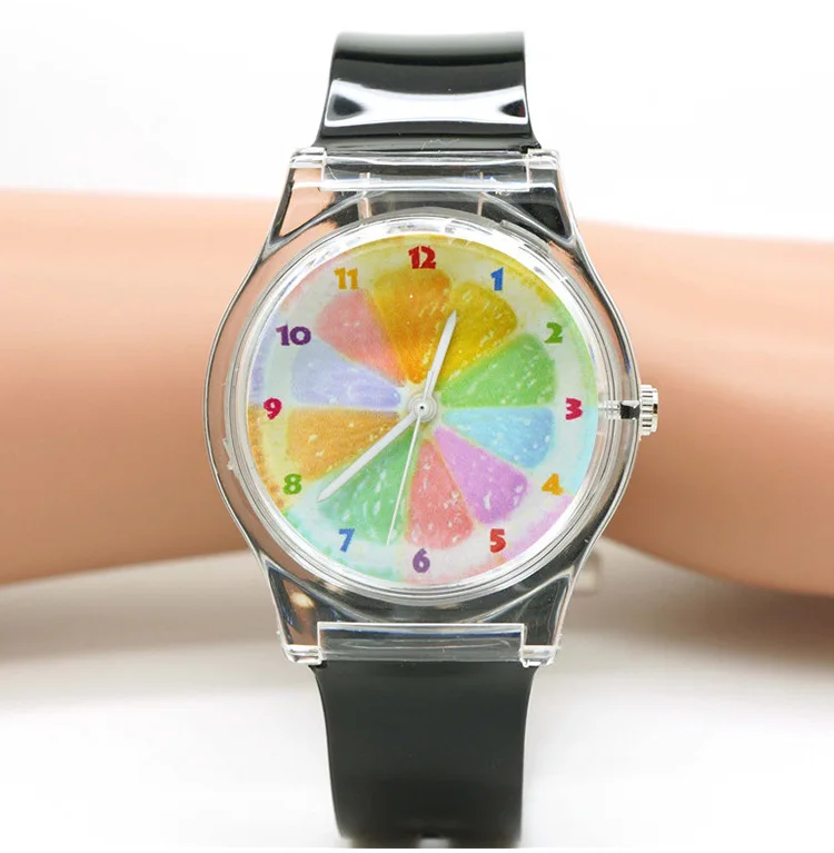 Красочные часы с изображением фруктов и циферблатом Подарочные наручные для