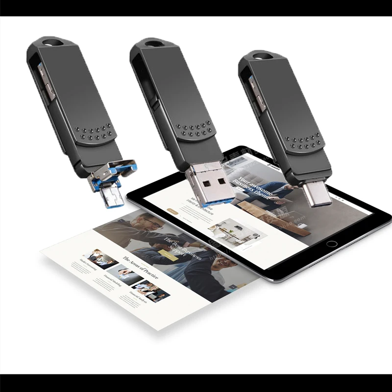 Металлический флеш накопитель 3 в 1 64 ГБ флешка 0 Type C память OTG 32 Гб 16 128 Micro USB для